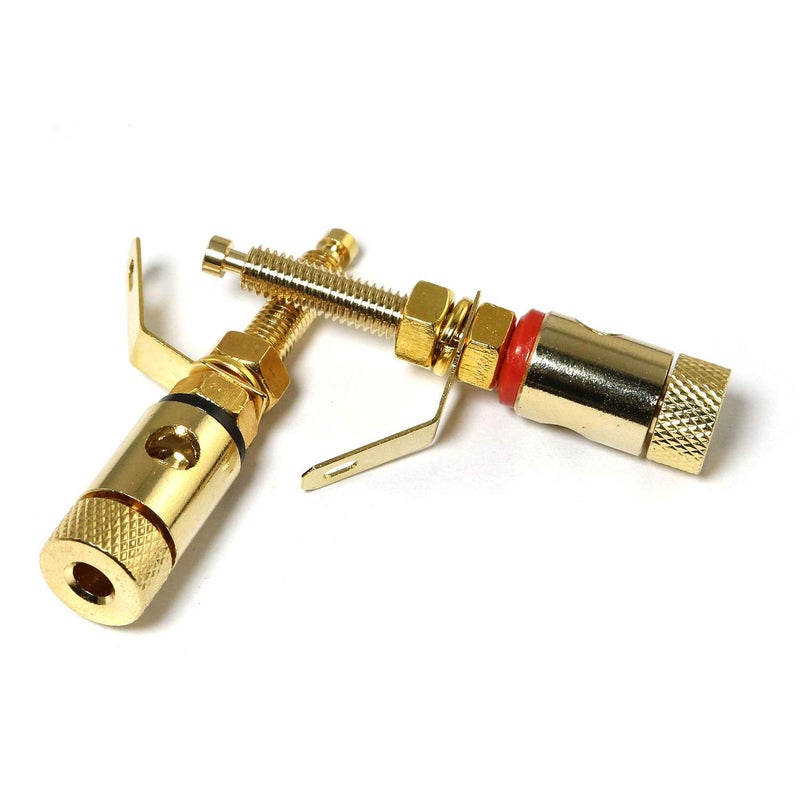 RLECS 1 Pair 52mm Gold Plated Binding Post Banana Jacks Connectors Extra Long Shaft with Solder Tabs (1 Red + 1 Black) - Image 2